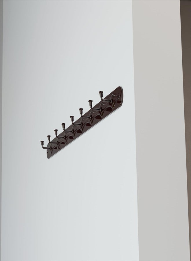 iSTAR Alloy Steel 8 Pin Bathroom Cloth Hooks Hanger Door Bathroom Robe Hooks Rail for Hanging Keys,Clothes,Towel Steel Hook Khooti (Brown, Pack of 1) - Image 1